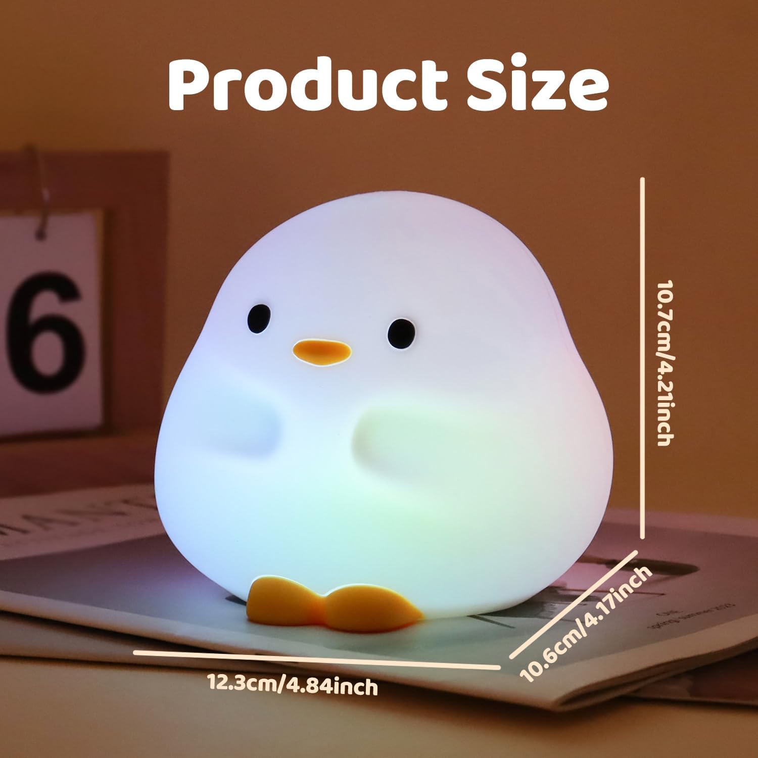 Duck Night Light, Color Changing Mode & 50-Hour Battery, Squishy Silicone Lamp for Kids Room, USB Rechargeable with Timer, Easter Gifts