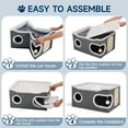 thumbnail image 6 of Cat Beds for Indoor Cats, Extra Wide Large Cat House for Pet Cat Cave with Scratch Pad and Fluffy Hanging Ball,Foldable Cat Cube Hideaway,Grey, 6 of 8