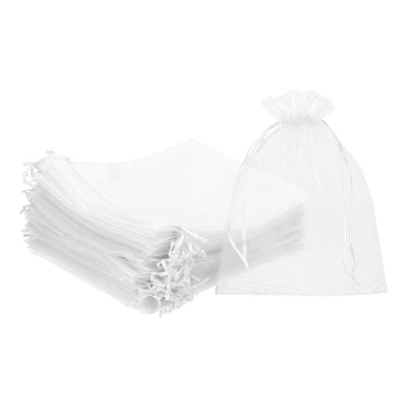 Uxcell Organza Bags, (8 x 12 Inch, White)(50 Pcs), Drawstring Sheer Organza Gift Bags Mini Mesh Jewelry Gift Pouch, Suit For- Wedding/Party/Candy/Christmas/Favors