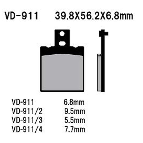 Vesrah Racing VESRAH SEMI-METALLIC BRAKE PADS, VD-911/2