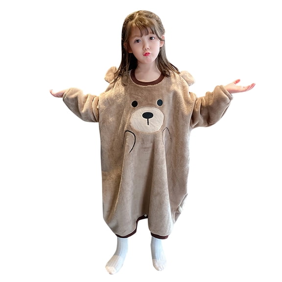 NOKIO Autumn Winter Toddler Girls Fleece Long Sleeve Cartoon Embroidered Fluffy Hoodies Dress Kids Warm Casual Sweatshirt Clothes Tops Girls Warm Casual Hood Sweatshirt Dress