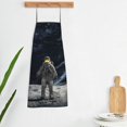 thumbnail image 5 of Naloa 1Pack Adjustable Bib Apron Waterdrop Resistant Cooking Kitchen Aprons for Women Men Chef, Astronaut Standing In The Moon Print, 5 of 5