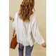 thumbnail image 1 of ABPHQTO Blusa blanca con cuello redondo y manga ondulada para mujer, 1 of 5