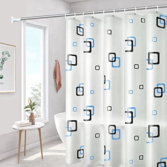 shower curtain waterproof and mildew-proof shower curtain small square single curtain 180 width * 240 height [with hanging ring]