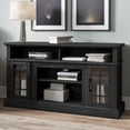 thumbnail image 2 of BELLEZE 58 Inch TV Stand, Rustic Wood Entertainment Center for TVs up to 65",  Contemporary Media Console Table with Two Open Shelves and Glass Door Cabinets - Astorga (Rustic Grey), 2 of 7