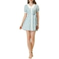 thumbnail image 2 of INSPIRE CHIC Women's Floral Dress Point Collar Button up Belted Summer Dresses Blue XL, 2 of 5