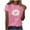 Pink, variant on Ayolanni Blouses for Women Plus Size Short Sleeve Daisy Black Crew Neck T-Shirts Shirts for Teen Girls L