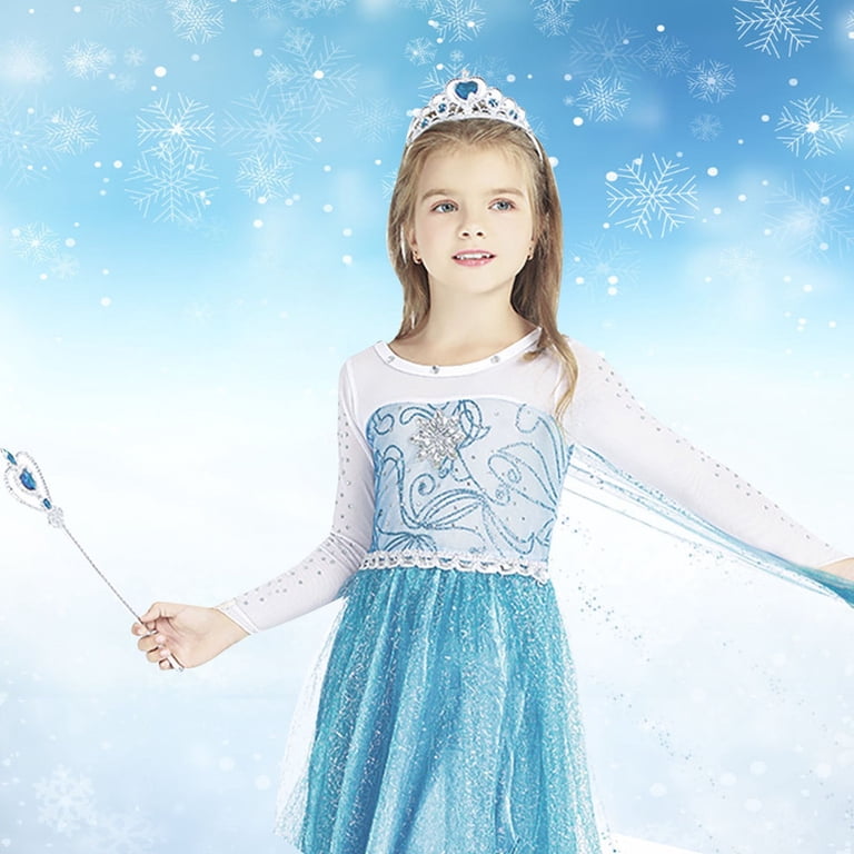 elsa party dress kids costume girl clothes Frozen Elsa Princess Sequins Girls Costume Dresses For Cosplay Party H ilovethedress