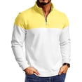 thumbnail image 6 of Xaqiouau Mens Colorblock Quarter-Zip Stand Collar Sweatshirt Long Sleeve Ribbed Cuffs Regular Fit Pullover for Spring & Fall Casual Everyday Tops Yellow XXXL, 6 of 8