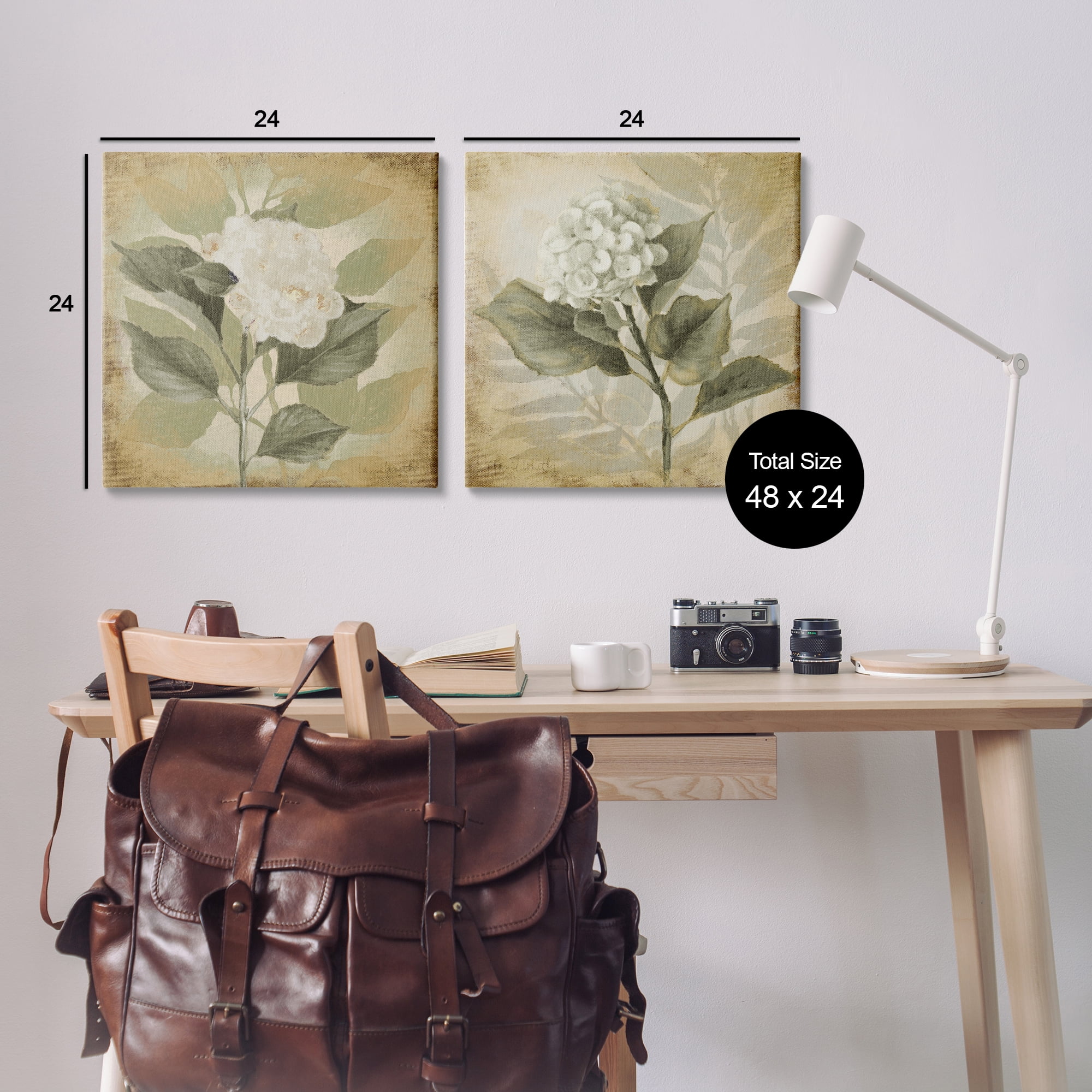 Stupell Industries Aubergine White Hydrangeas Floral & Botanical Painting Wrapped Canvas Art Print Wall Art, 24 x 24, Set of 2