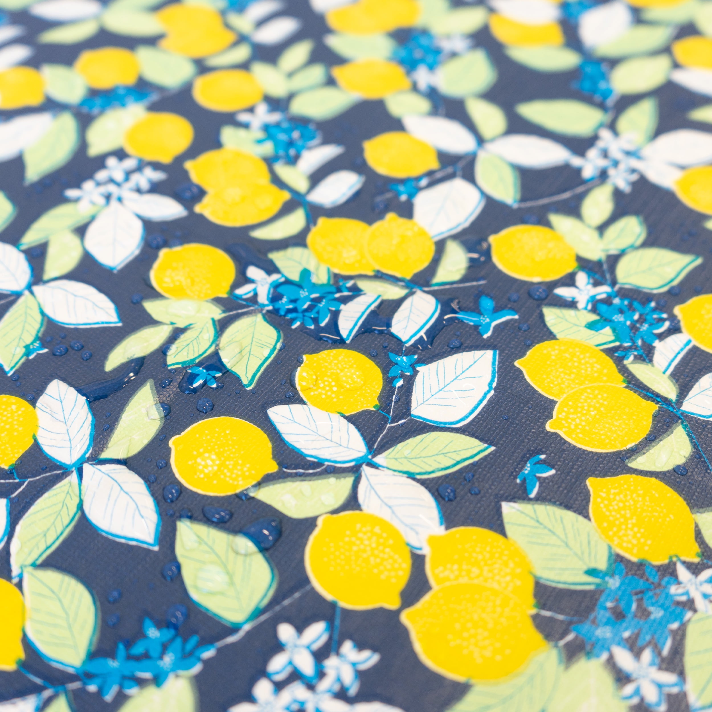 Waverly Inspirations Rectangular Elastic Fitted Table Cover Waterproof Vinyl Tablecloth With Flannel Backing, 6Ft Table, 72" x 30", Lemon Tree, 2 PK