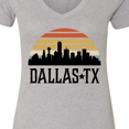 thumbnail image 4 of Inktastic Dallas Texas Skyline Vintage Women's V-Neck T-Shirt, 4 of 5
