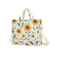 thumbnail image 7 of FORMRS Womens Corduroy Tote Bag Crossbody Shoulder Handbag with Pocket, Sunflowers and Leaves Pattern, 7 of 7