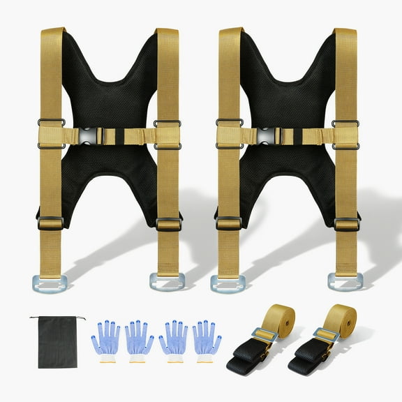 KFFKFF Adjustable Moving Straps, Supports up to 1000 lbs, 2-Person Lifting System with Harness and Load-Bearing Straps, Ideal for Moving Furniture, Appliances, and Mattresses