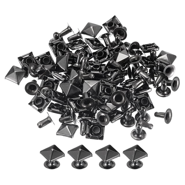Unique Bargains 50 Ensembles Rivets à Piques 7mm Pyramide Rivets Rapides Carrés Pistolet-Noir