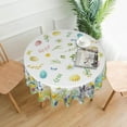 thumbnail image 4 of Easter Bunny Table Cloth Colorful Eggs Yellow Purple Floral Decorative Tablecloth Round 60 Inch Spring Flowers Washable Table Cover for Holiday Party Home Kitchen Dinning Room Picnic Decor, 4 of 6