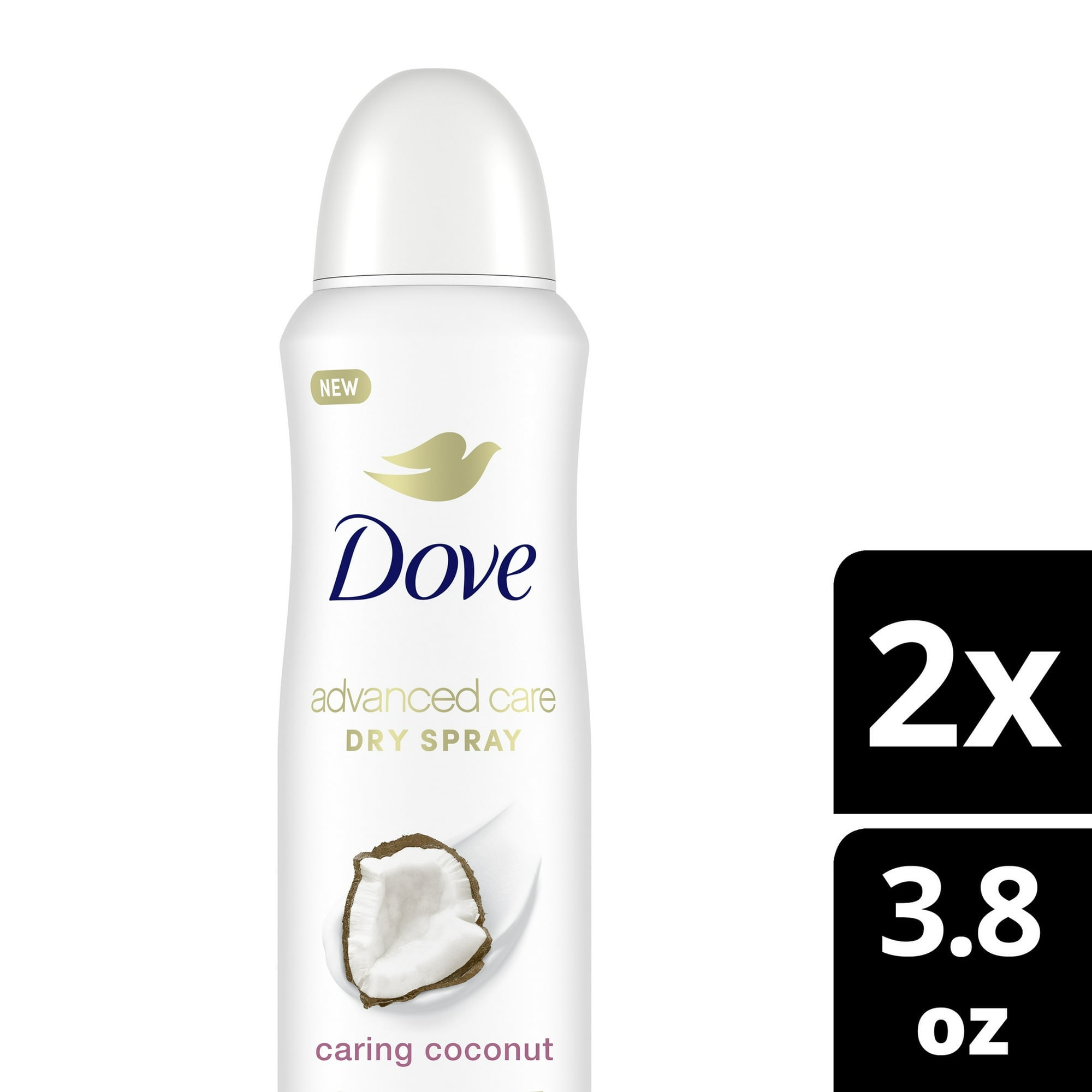 Dove Advanced Care Women's Antiperspirant Deodorant Dry Spray Twin Pack, Caring Coconut, 3.8 oz ( 2 pack )