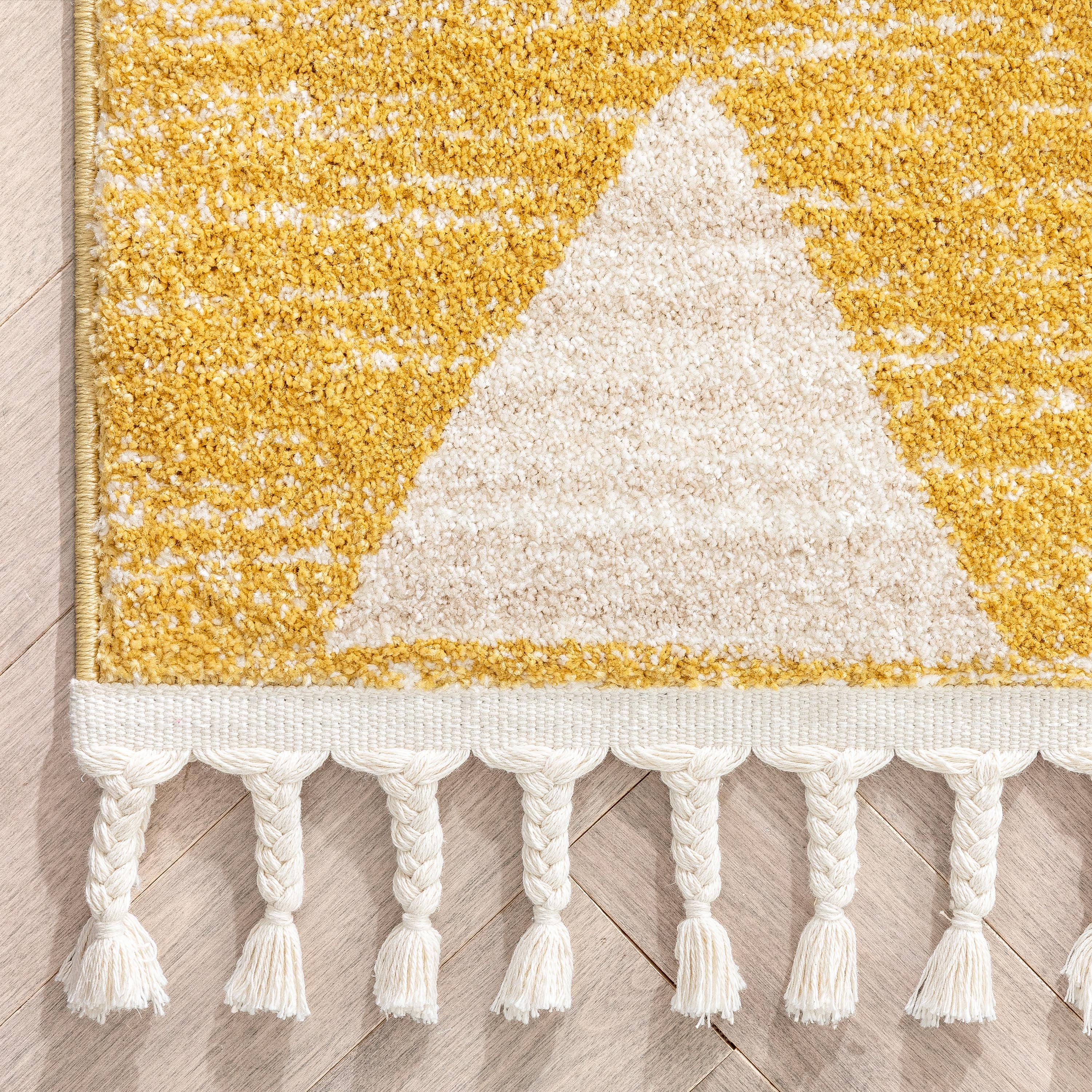 Well Woven Kennedy Triangles Modern Geometric Pattern Yellow 5'3" x 7'3" Kids Area Rug