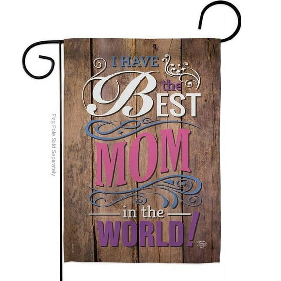 Ornament Collection G191095-BO Best Mom in the World Family Mother Day 13 x 18.5 in. Double-Sided Decorative Vertical Garden Flags for House Decoration Banner Yard Gift