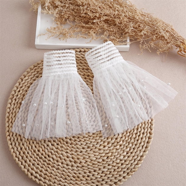 Fausses Manches En Dentelle Détachables - Pour Femmes - Volants élastiques - Blanc