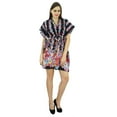 thumbnail image 6 of Bimba Women Bohemian Printed Kaftan Dress Cotton Short Tunic Beach Caftan, 6 of 8
