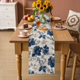 thumbnail image 4 of Table Runners 36 Inches Long Dress Scarves, Navy Blue Beige Floral Farmhouse Kitchen/Dining Table Decor Table Runner, Short Coffee Tablerunners, Vintage Farmhouse Floral Leaves 13x36 Inch, 4 of 9