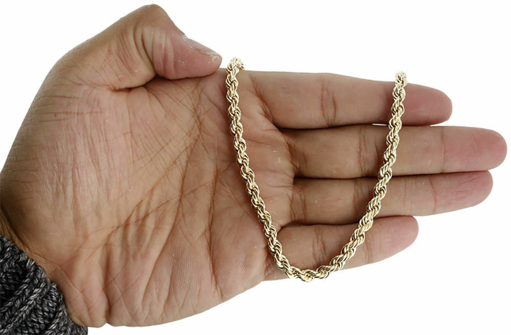 10K Yellow Gold Mens or Ladies Diamond Cut Rope Chain Necklace 5mm 16 Inches