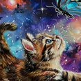 thumbnail image 5 of Orinice Cute Cat Butterfly Galaxy Bathroom Decor Set - Colorful Luxurious Shower Curtain Set with Hooks 60x72, 5 of 7