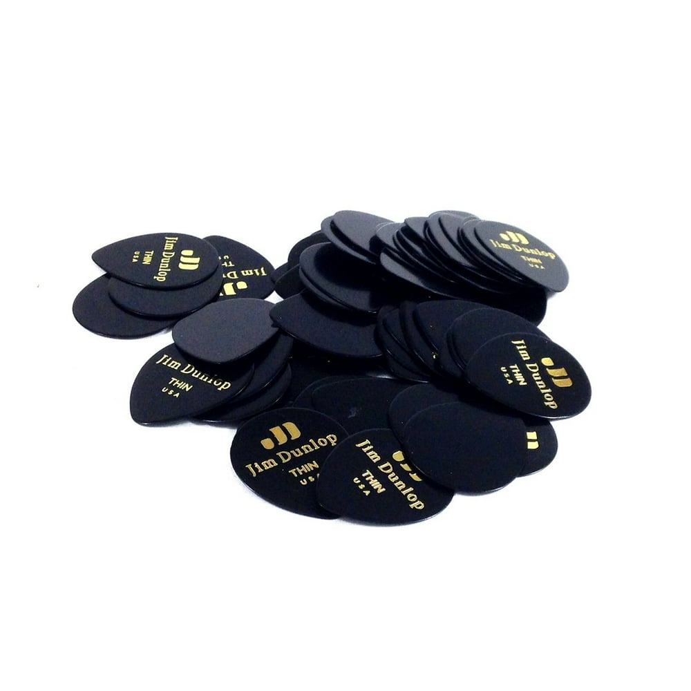 Dunlop Guitar Picks Teardrop Classic Celluloid Medium Black 72 Pack