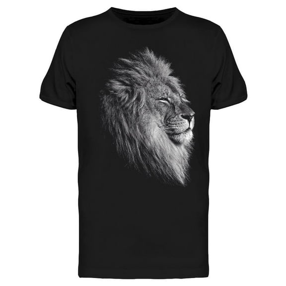Lion Black/white Photo T-Shirt Men -Image by Shutterstock, Male Large