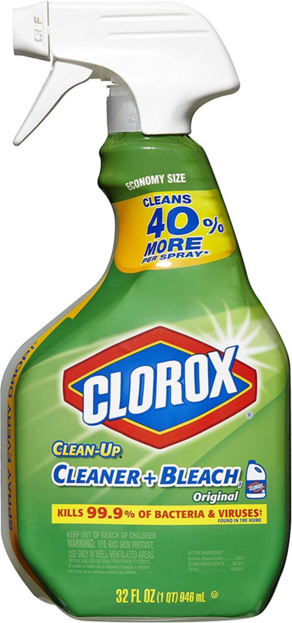 Clorox Clean-Up Cleaner + Bleach Trigger Spray, Original 32 oz (Pack of 4)