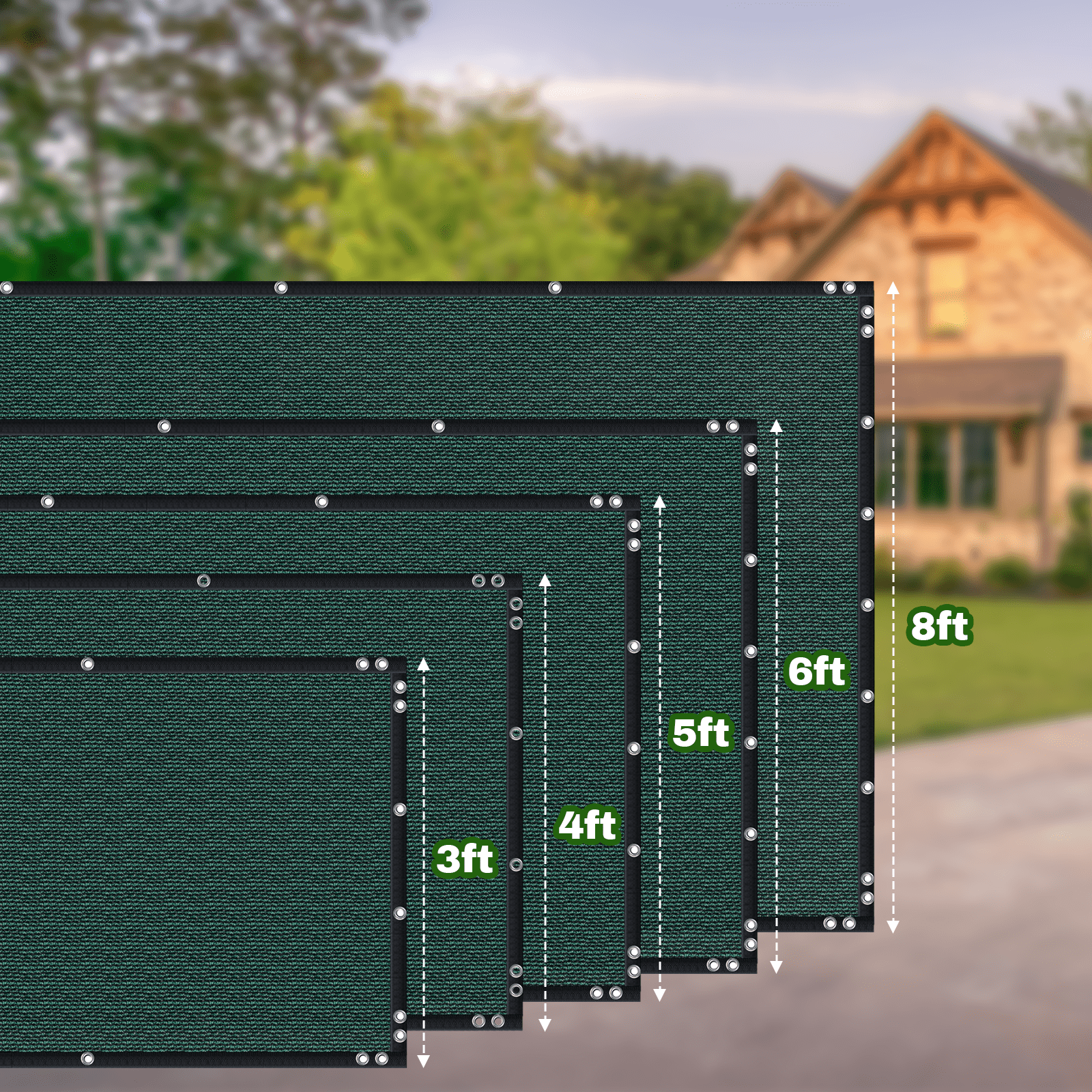Privacy Fence Screen Outdoor Balcony Shade Cloth with 90% Shade Rating, Green 6'x50'