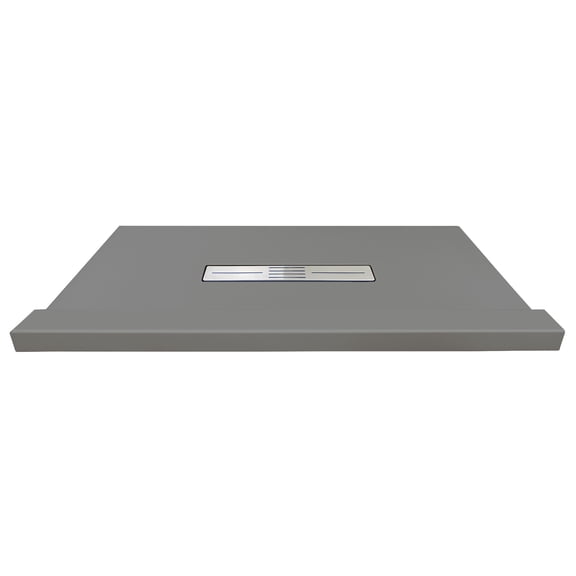 Transolid Trimslate 72-in x 42-in Shower Base with Adjustable Single Threshold and Center Drain, Dark Grey