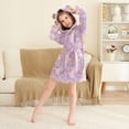 thumbnail image 3 of FORMRS Niños Bathrobe Unisex Hooded Robe Soft Plush Pajamas Sleepwear, Size 2-3T, Pastel Pink Marble Pattern, 3 of 7