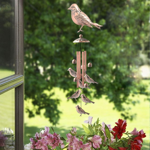 Carillón De Viento Con Luz Nocturna - Campanas De Aluminio Con Forma De Pájaro, Ideal Para Jardín O Terraza