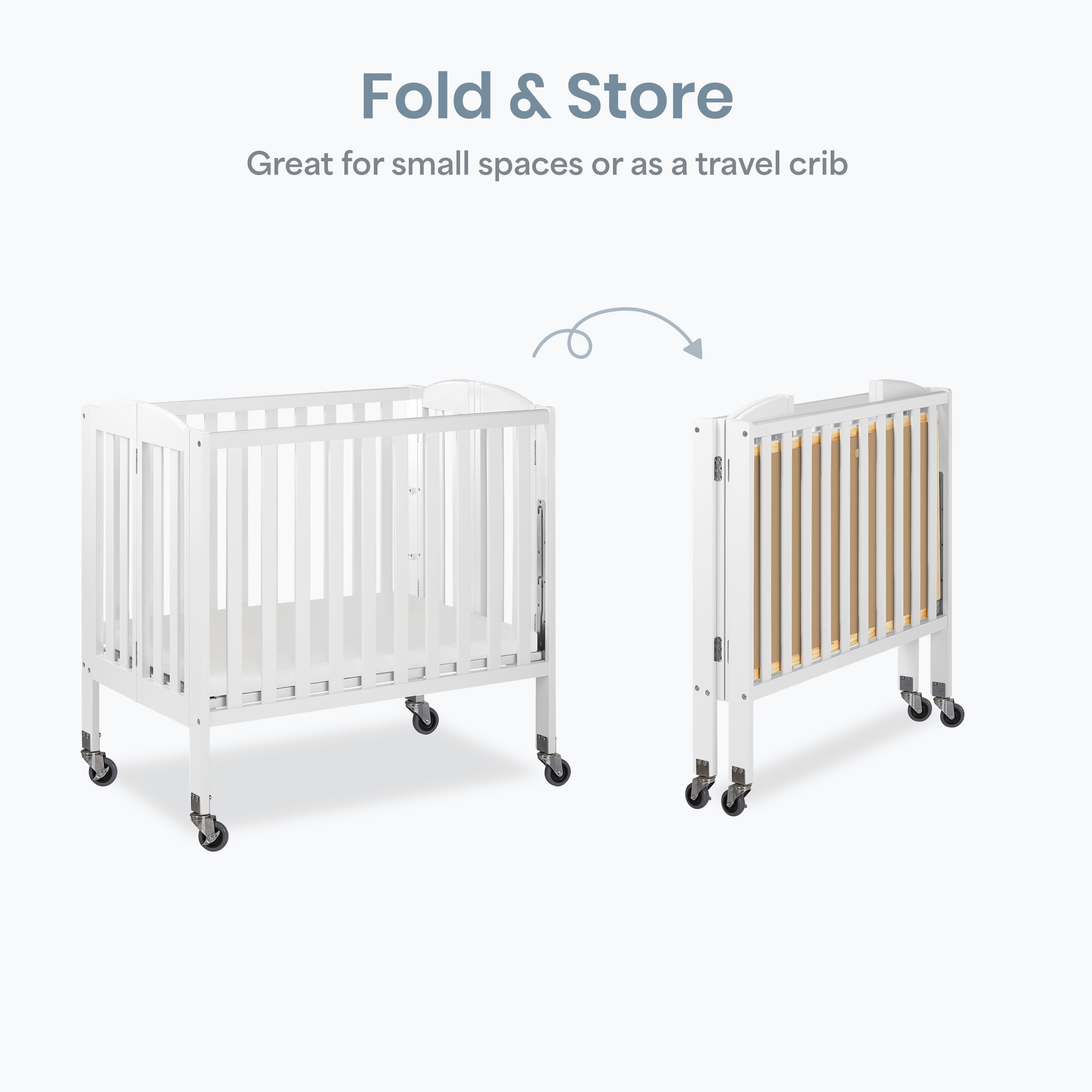 Dream On Me, 3 in 1 Birch Folding Portable Crib - White