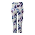 thumbnail image 4 of YDFCWXW Women's Capri Leggings Floral Printed Plus Size Capris High Waist Knee Length Slim Fit Cropped Legging for Yoga Light Purple, XXL, 4 of 5