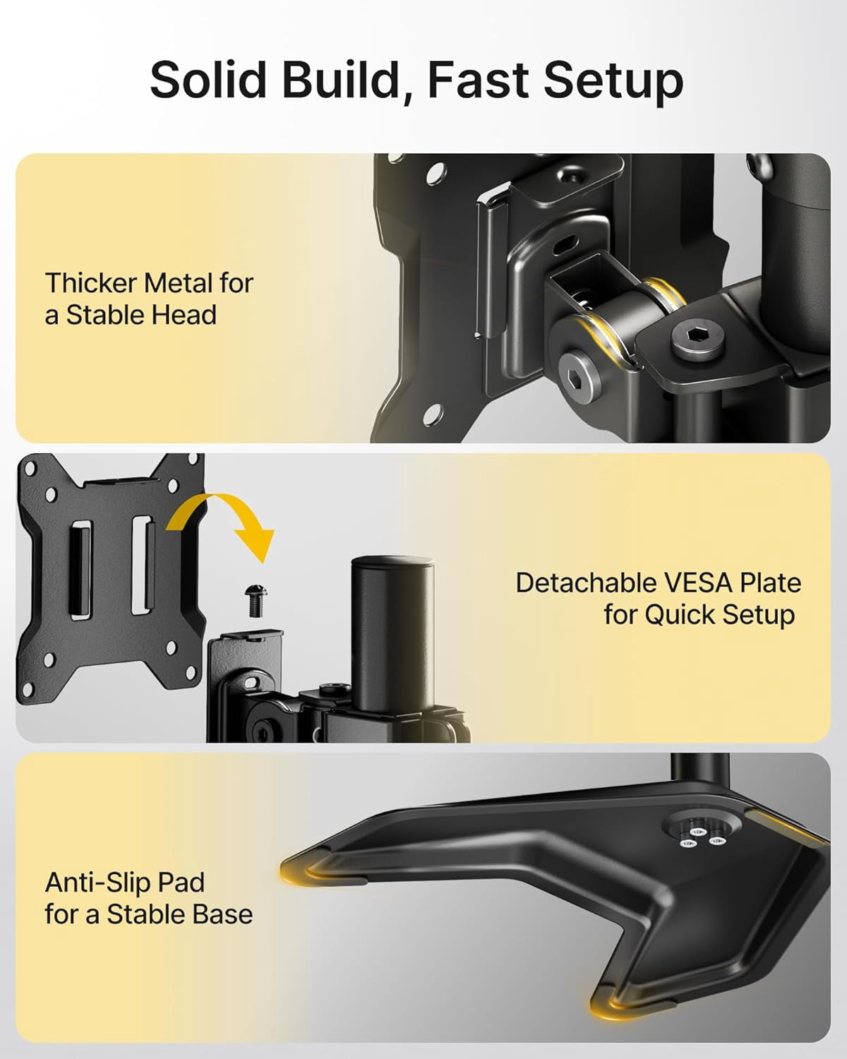 monTEK Vertical Dual Monitor Stand for 17-32 Inch Screens, Freestanding Stacked Monitor Mount with Full Motion Tilt, Swivel & Rotation, Holds up to 22 lbs per Arm, VESA 75x75/100x100mm
