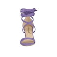 thumbnail image 6 of BLISSFUL STEP Women's Shoes Lace Up Chunky Heels Open Toe Faux Suede Sandals Purple 7, 6 of 7