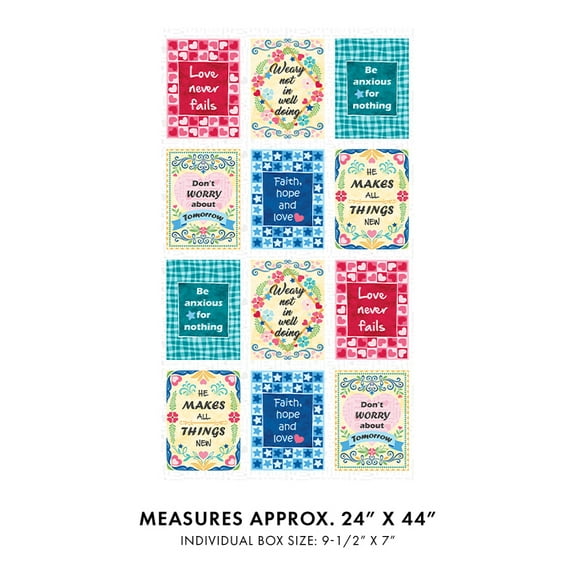 24" X 44" Panel Up Words Endless Multi Bible Verses Phrases Words Scripture Writings White Cotton Fabric Panel (17044-99) by Benartex