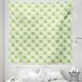 thumbnail image 1 of Green Tapestry, Holiday Theme with Foamy Beer Glasses Celebration Fun Doodle Pattern Design, Fabric Wall Hanging Decor for Bedroom Living Room Dorm, 5 Sizes, Apple Green White, by Ambesonne, 1 of 1