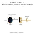 thumbnail image 5 of Rosec Jewels Solitaire Stud Earrings with Oval Shaped Black Opal for Women - 5X7 mm - 1.75 CT, 14K Yellow Gold, 5 of 7