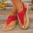 thumbnail image 6 of Miluxas Sandals Women Flat Shoes: Dressy Summer Bohemian Flats Shoes for Women Sandals Comfortable Ankle Strap Outdoor Walking Red 6(37), 6 of 8