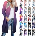 thumbnail image 5 of Women Cardigan Elegant Pockets Cover Up Casual Mid Long Length Tops Lightweight Cardigans, 5 of 5