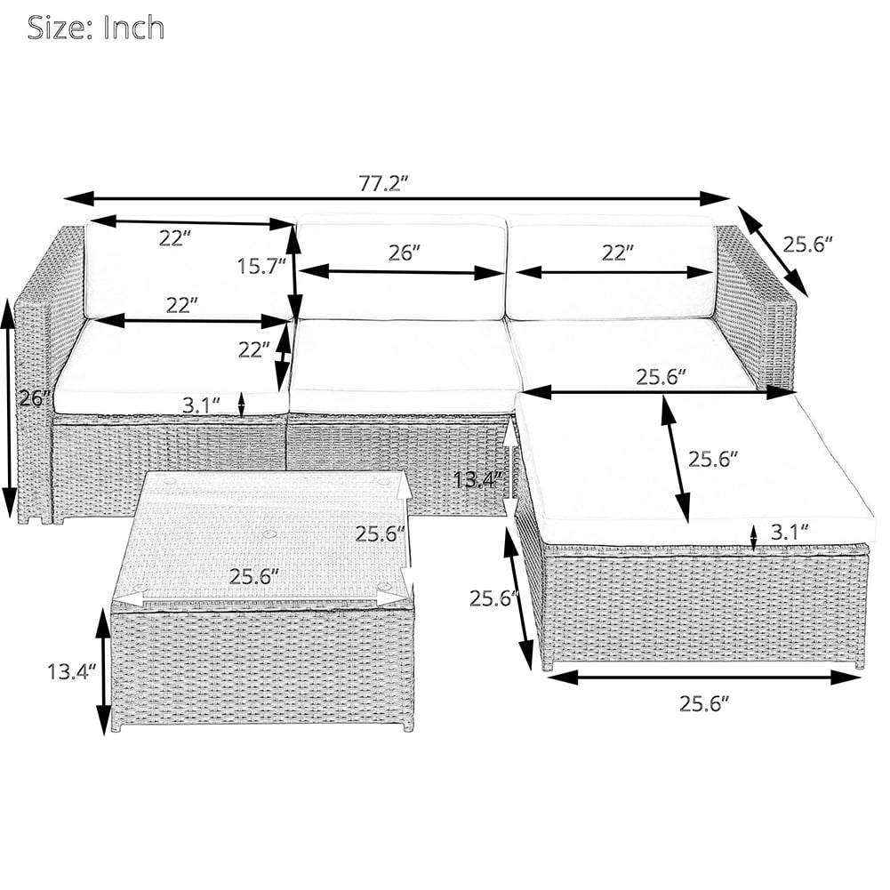 Private Jungle Outdoor Wicker Sofa Cushioned Sectional Furniture Set Garden Patio Sofa Set (Blue-5 Pieces) Private Jungle Outdoor Wicker Sofa Cushioned Sectional Furniture Set Garden Patio Sofa Set (Blue-5 Pieces)