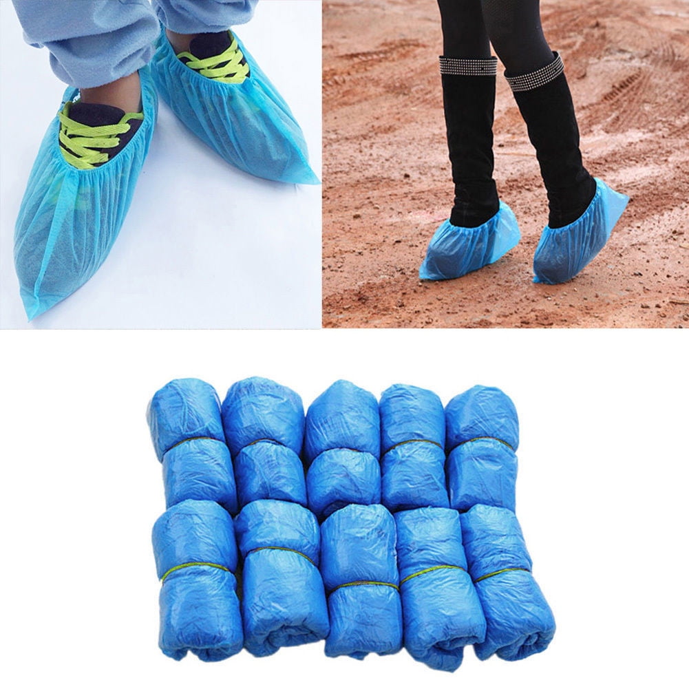 100x Disposable Plastic Boot Shoes Cover Waterproof Lab Cleaning Overshoes Charm 