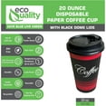 thumbnail image 2 of EcoQuality Extra Large 20 oz Paper Cups - Classic Durable Disposable Paper Cups & Black Dome Lids For Hot/Cold Drink, Coffee, Tea, Cocoa, Travel - 20 Ounce Cups (25), 2 of 4