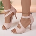 thumbnail image 2 of Bmisegm Women's Summer Fashion Fine Heel Fish Mouth Suede Back Zipper Heels PROM Solid Sandals Sandals Women Summer Pink 7, 2 of 8