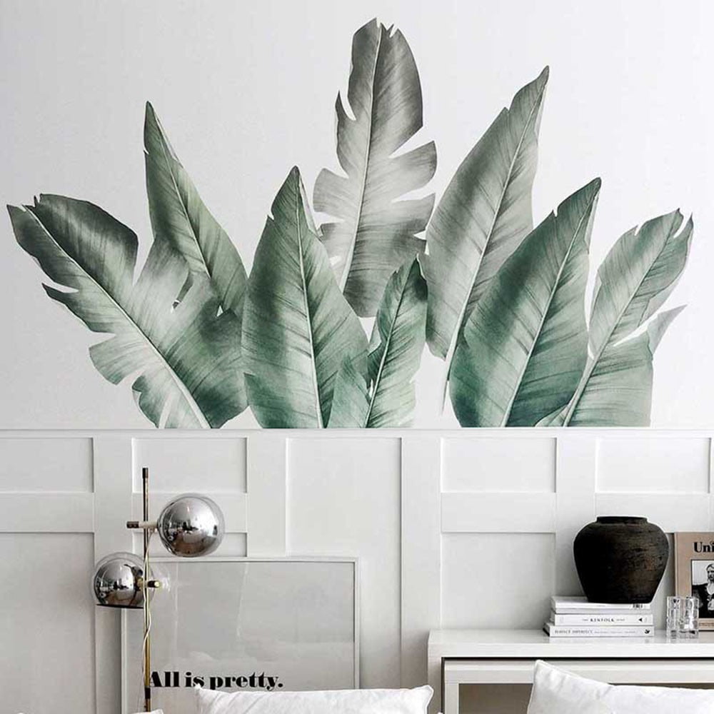 Plant Wall Stickers Art Mural Fadd Tropical Leaves Green Vinyl Decal Living Room 