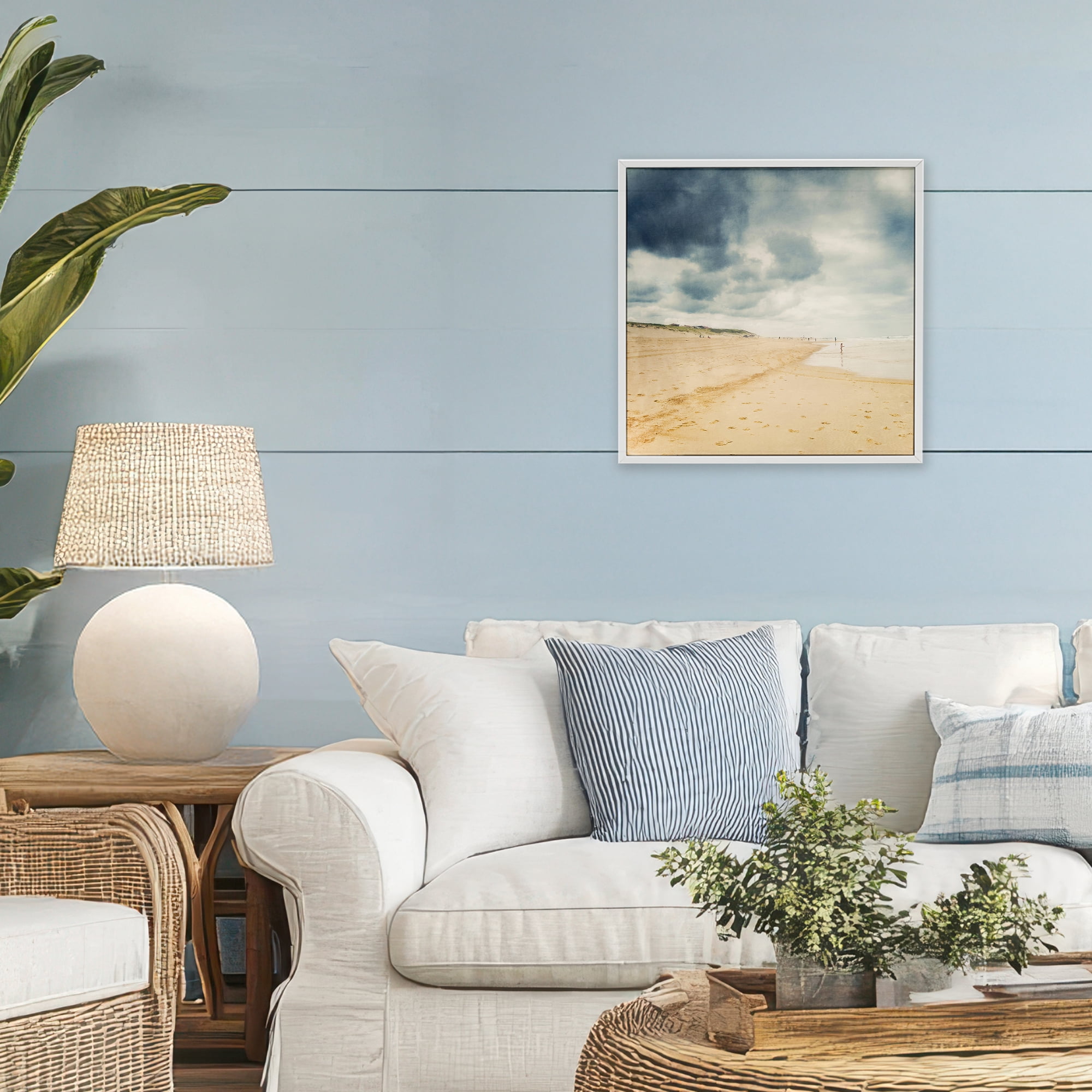 Stupell Industries Beach On A Cloudy Day White Framed Giclee Art, design by Dirk Wüstenhagen